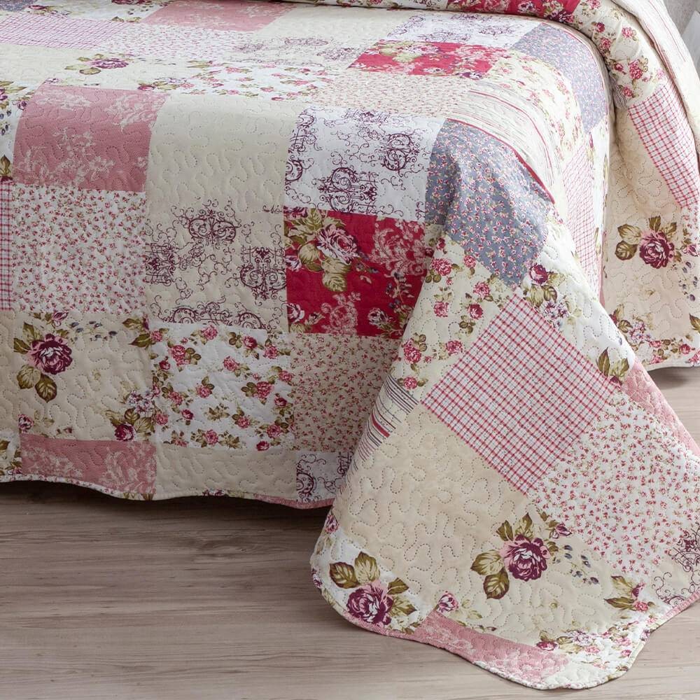 Kit 3 Peças Cobre leito Casal Bouti Microfibra Ultrasonic Estampada + 2 Porta-travesseiros - Elza Kit 3 Peças Cobre leito Casal Bouti Microfibra Ultrasonic Estampada + 2 Porta-travesseiros - Elza