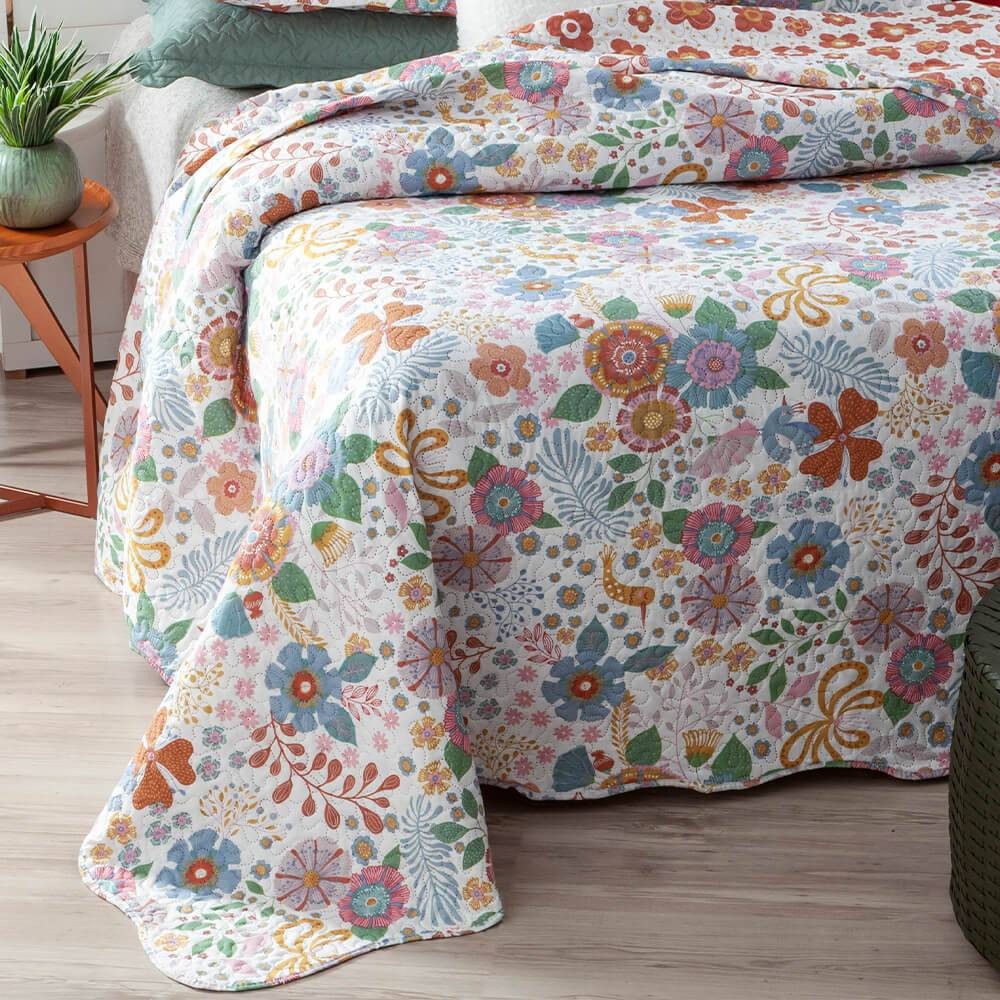 Kit 1 Cobre Leito Colcha King 3 Peças Bouti Matelassê e 2 Porta Travesseiros - Edilene