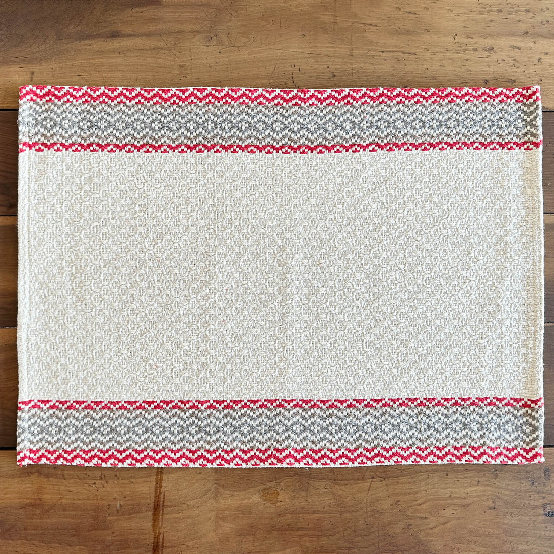 Kit de Cozinha 3 Peças Algodão Montreal Cru c/Vermelho Kit de Cozinha 3 Peças Algodão Montreal Cru c/Vermelho