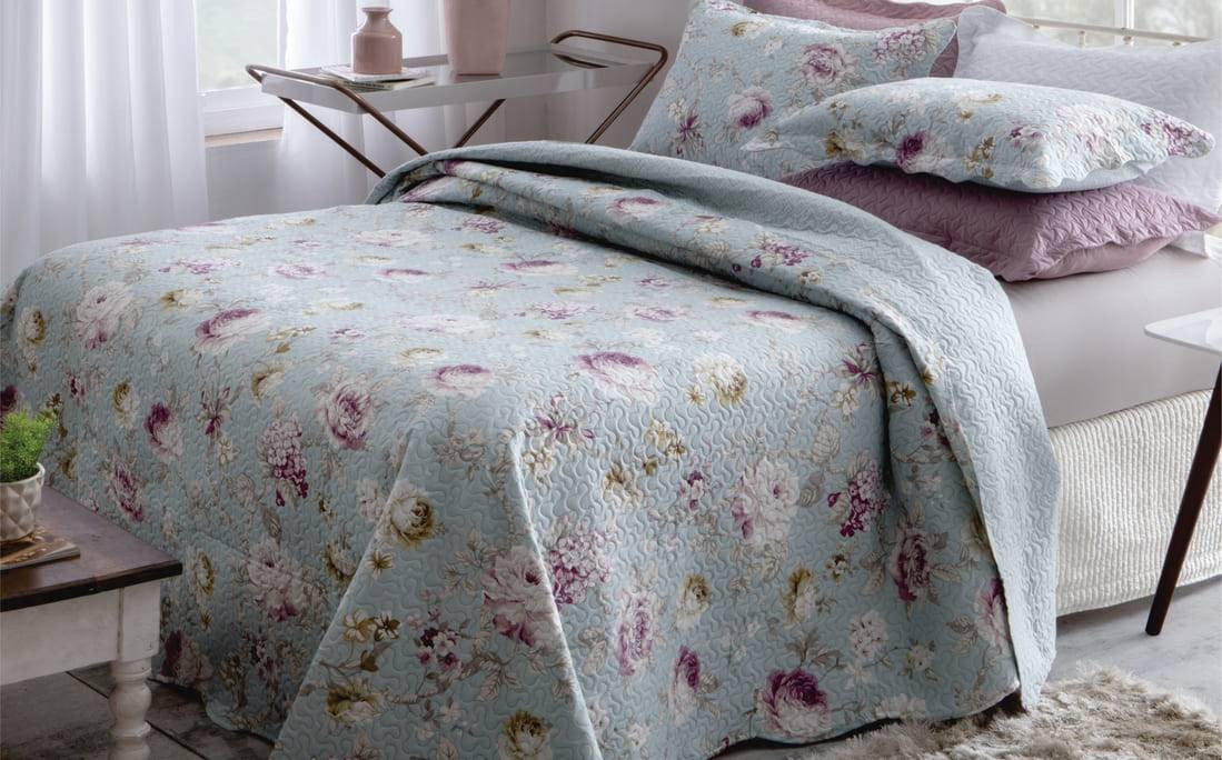 Kit  Cobre-leito King Bouti Microfibra Ultrasonic Estampada 2,60 x 2,80 m + 2 Porta-travesseiros - Eleonor