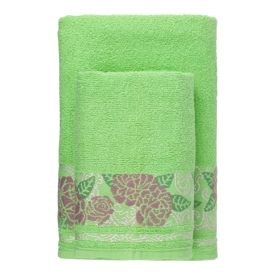 Toalhas de Banho Jacquard Flores Jogo com 2 Peças Verde - Atlântica Toalhas de Banho Jacquard Flores Jogo com 2 Peças Verde - Atlântica