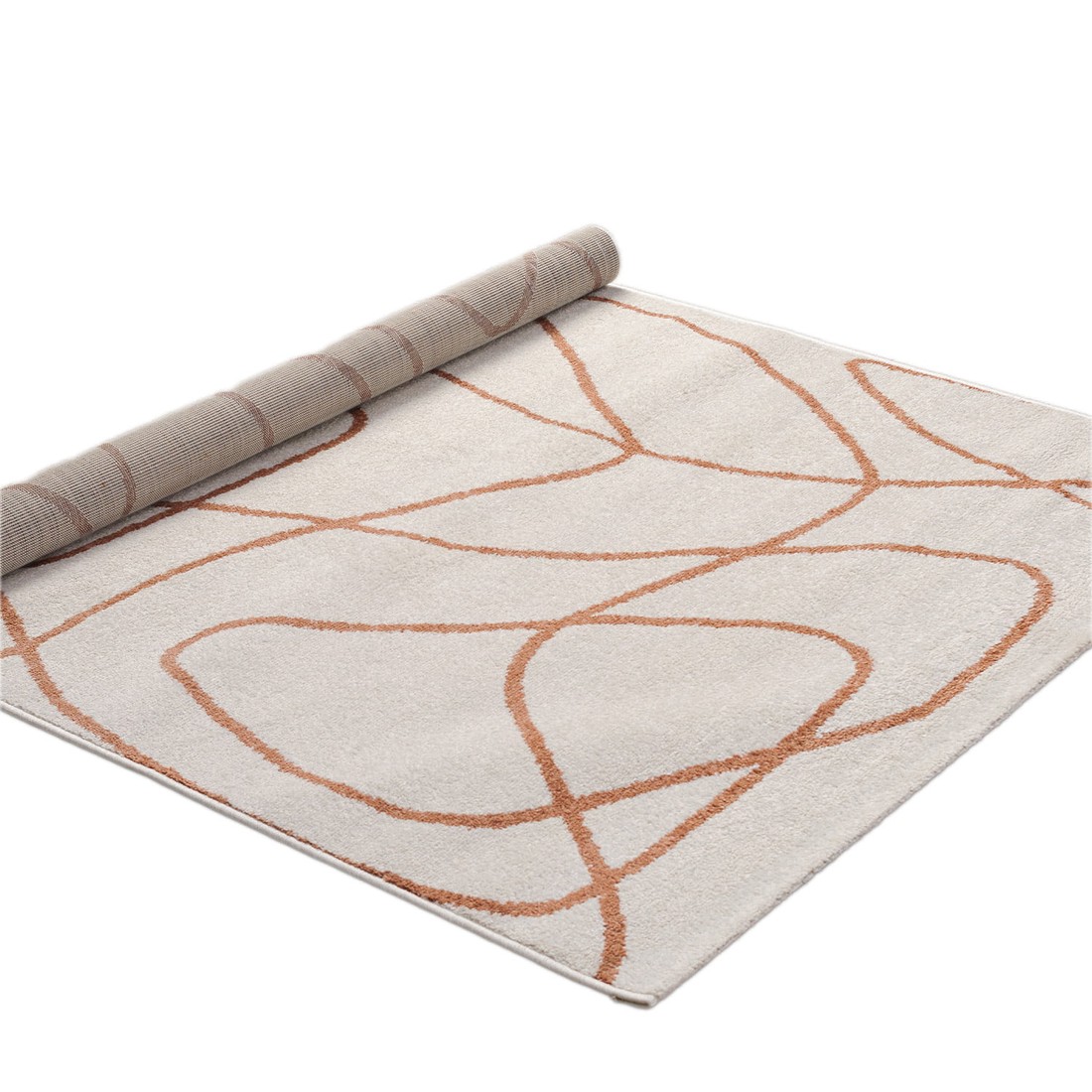 Tapete para Sala Essenciais Organico Tracejado Coral 250x350