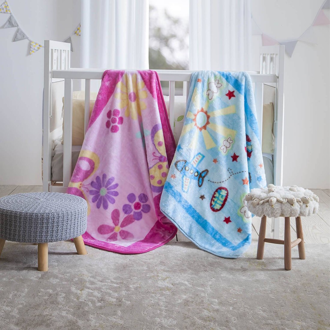 Cobertor Bebê Raschel Borboletas Antialérgico - Corttex