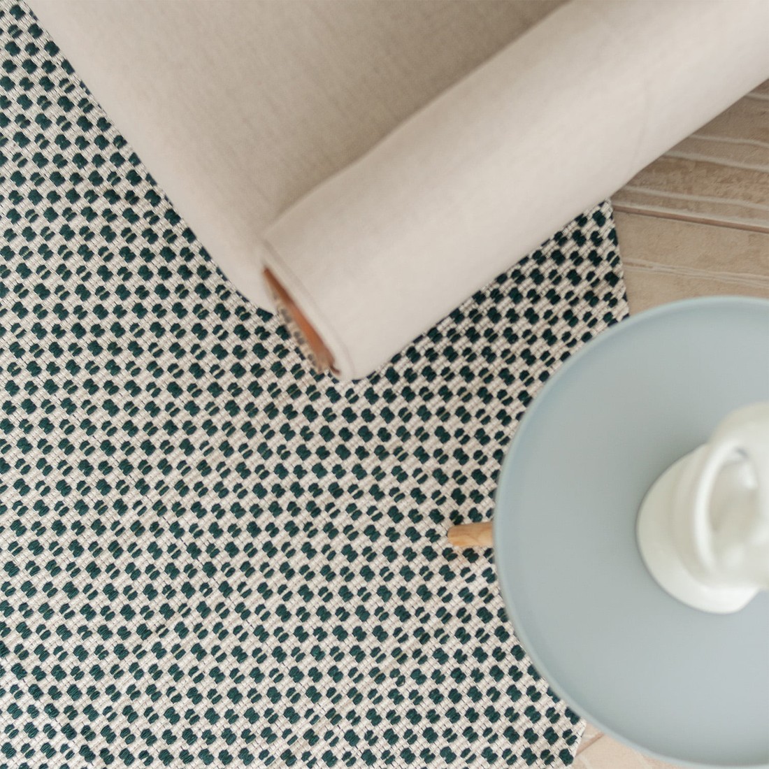 Tapete Redondo para Sala 2,00m de Algodão Contemporâneo Pilão Verde Tapete Redondo para Sala 2,00m de Algodão Contemporâneo Pilão Verde