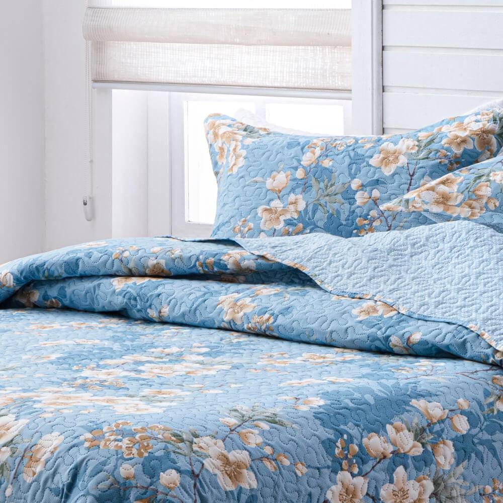 Kit  Cobre-leito King Bouti Microfibra Ultrasonic Estampada 2,60 x 2,80 m + 2 Porta-travesseiros - Gertrude