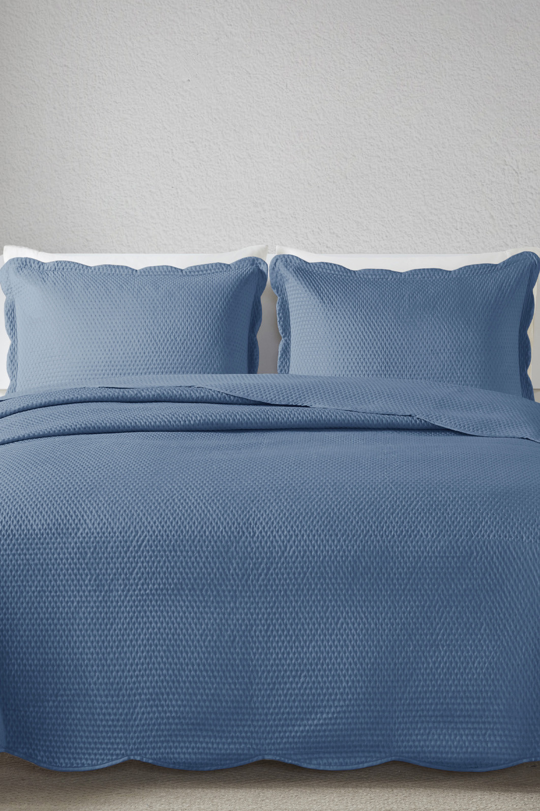 Kit 2 Porta Travesseiros Matelasse 150 Fios Microfibra 70x50cm com Aba Americana Dots - Azul