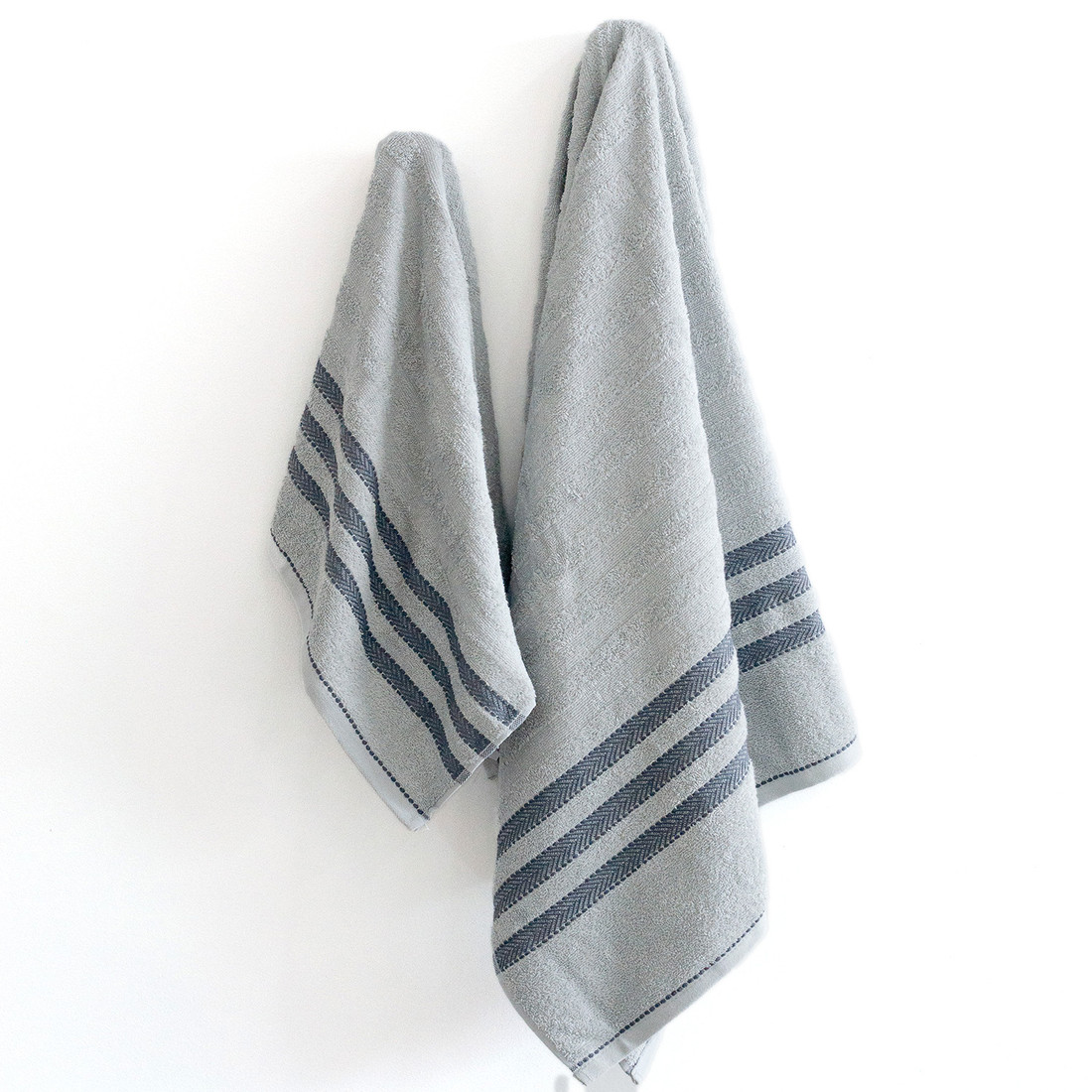 Jogo de Toalha Banho 4 Peças Lumi - Cinza e Branco Jogo com Banhão