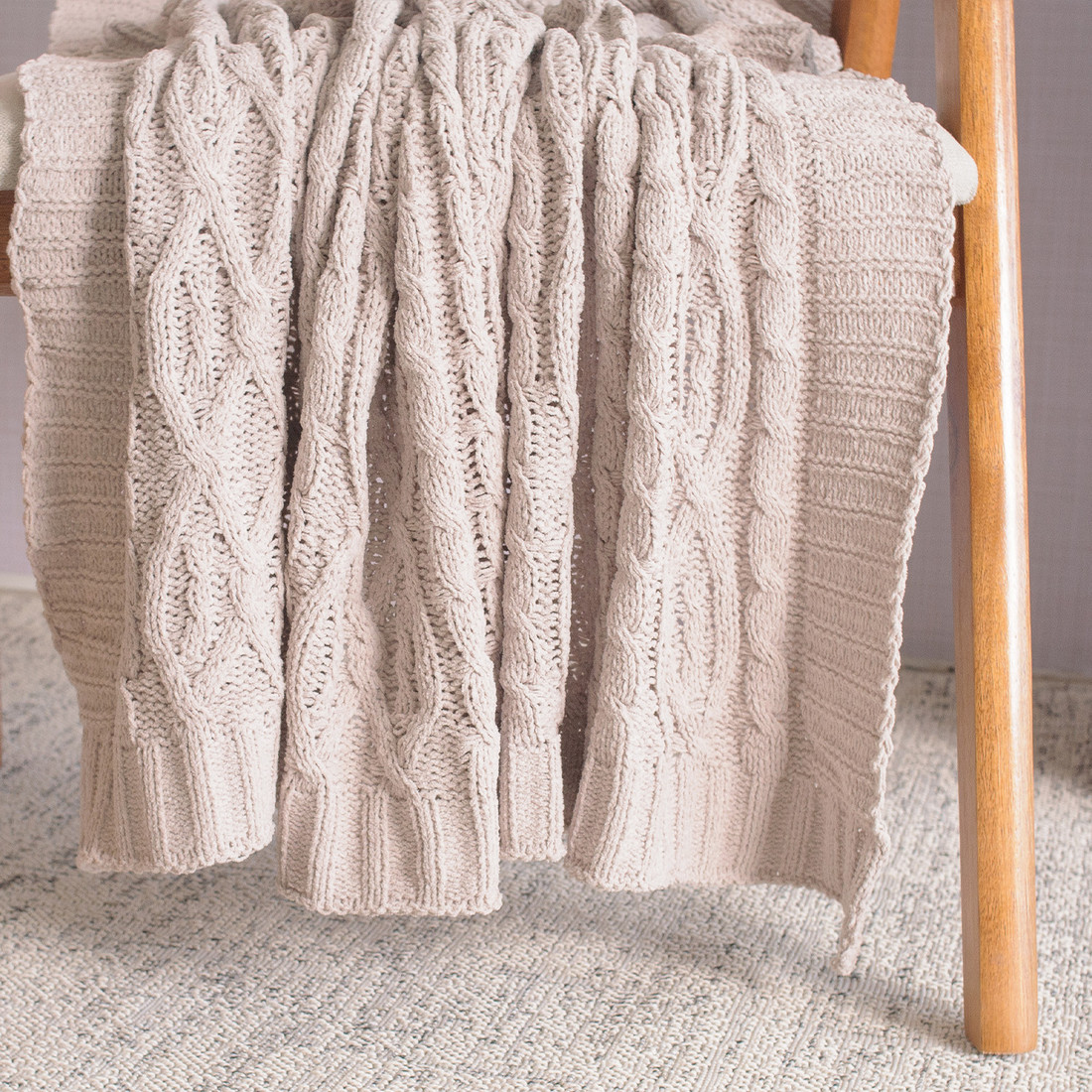 Manta Decorativa Tricot 127x152cm Loren Bege