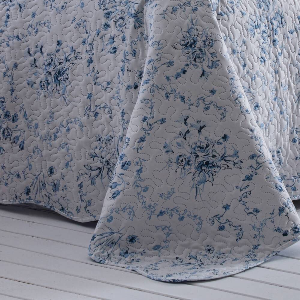 Kit  Cobre-leito Queen Bouti Microfibra Ultrasonic Estampada 2,40 x 2,60 m + 2 Porta-travesseiros - Yoani