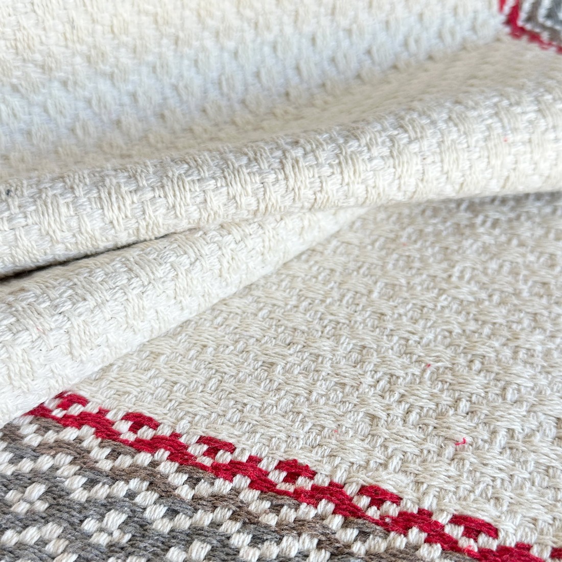 Kit de Cozinha 3 Peças Algodão Montreal Cru c/Vermelho Kit de Cozinha 3 Peças Algodão Montreal Cru c/Vermelho