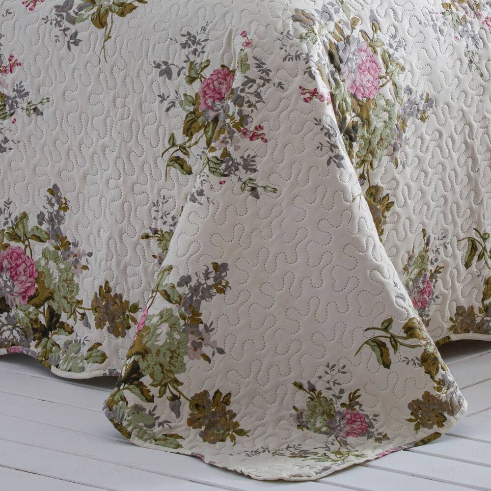 Kit  Cobre-leito Casal Bouti Microfibra Ultrasonic Estampada 2,20 x 2,40 m + 2 Porta-travesseiros - Anita