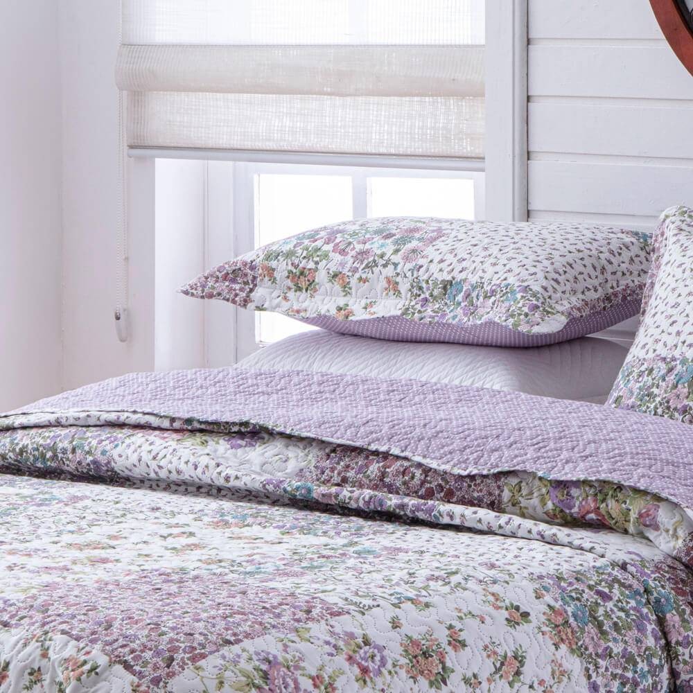 Kit  Cobre-leito King Bouti Microfibra Ultrasonic Estampada 2,60 x 2,80 m + 2 Porta-travesseiros - Kathrine