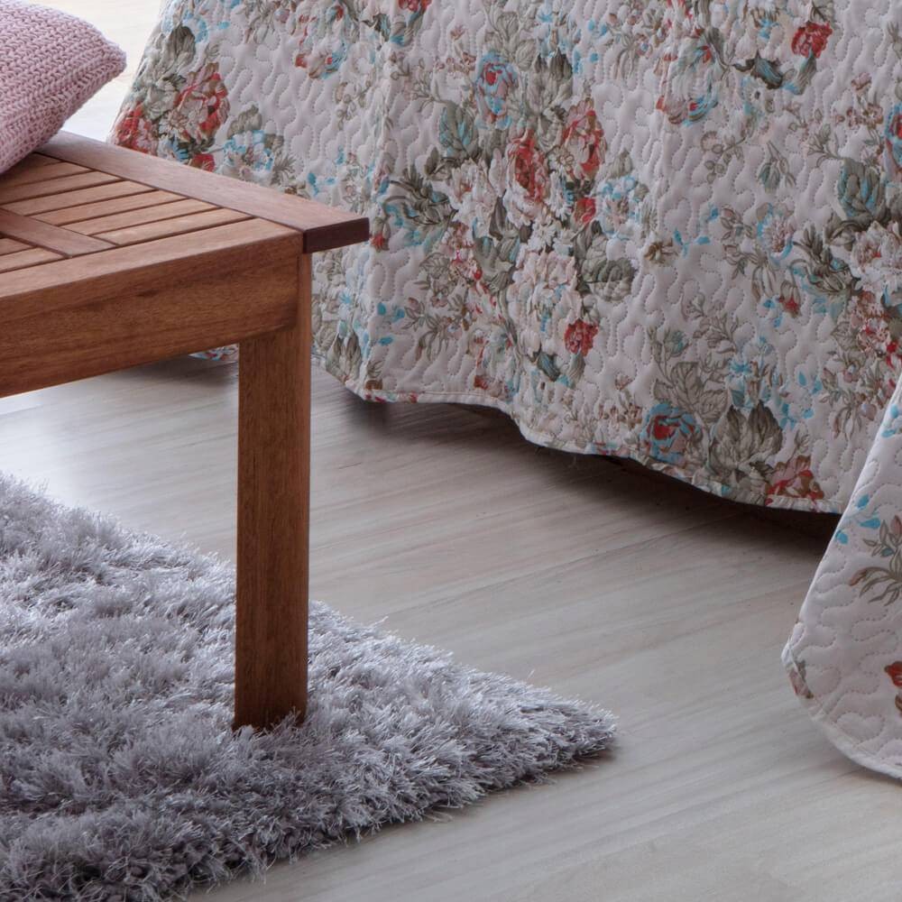 Kit  Cobre-leito Queen Bouti Microfibra Ultrasonic Estampada 2,40 x 2,60 m + 2 Porta-travesseiros - Eliza