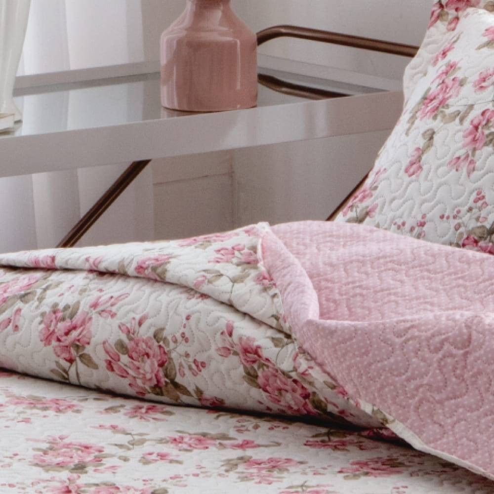 Kit  Cobre-leito King Bouti Microfibra Ultrasonic Estampada 2,60 x 2,80 m + 2 Porta-travesseiros - Lili