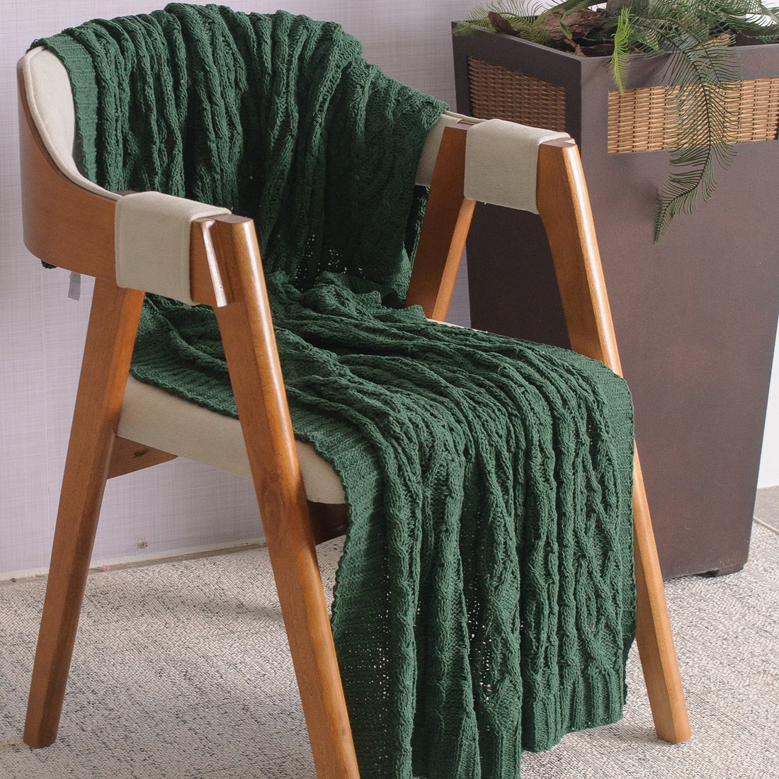 Manta Decorativa Tricot 127x152cm Loren Verde