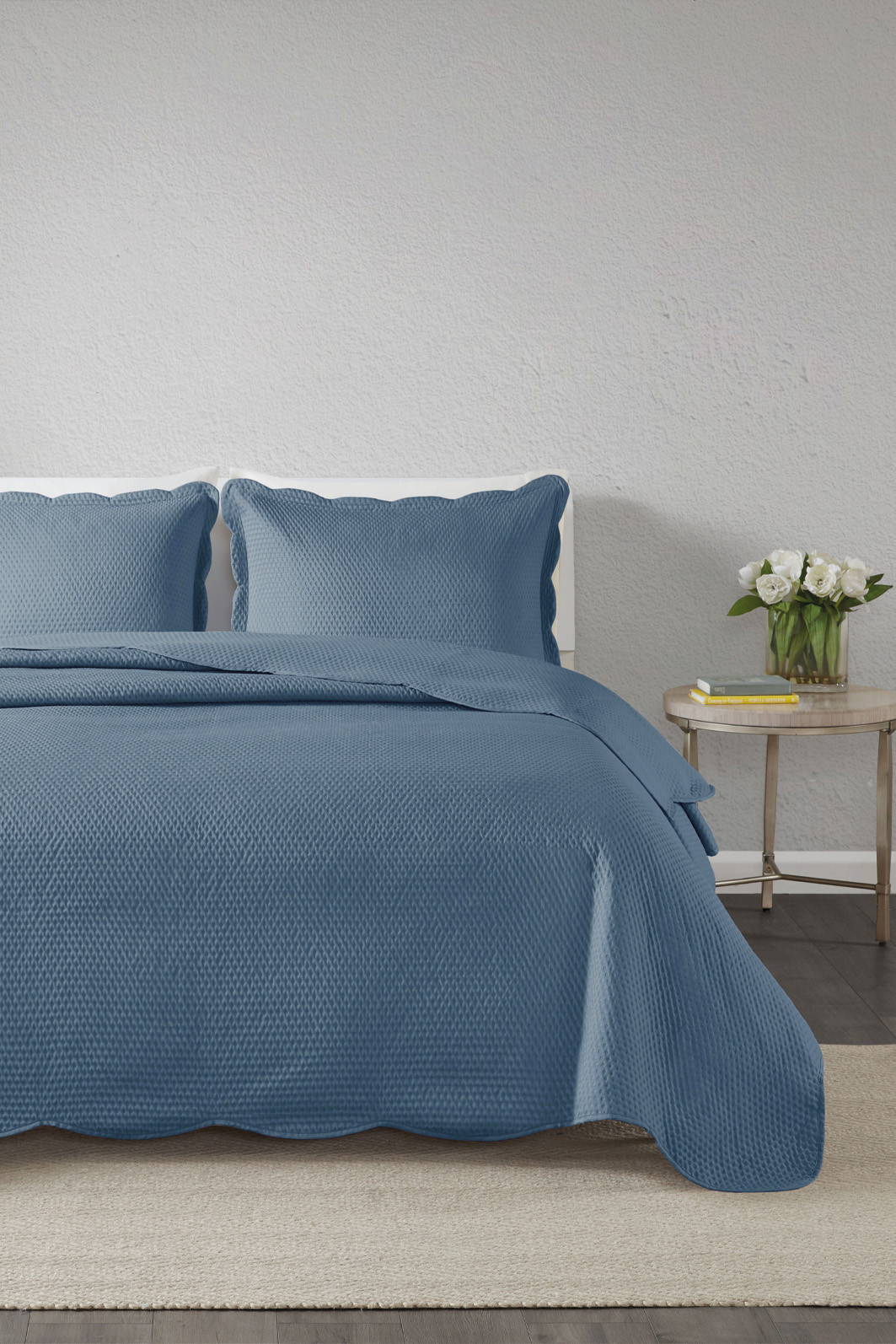 Kit Cobre leito Colcha Casal 3 Peças Bouti Microfibra Dots - Azul Kit Cobre leito Colcha Casal 3 Peças Bouti Microfibra Dots - Azul