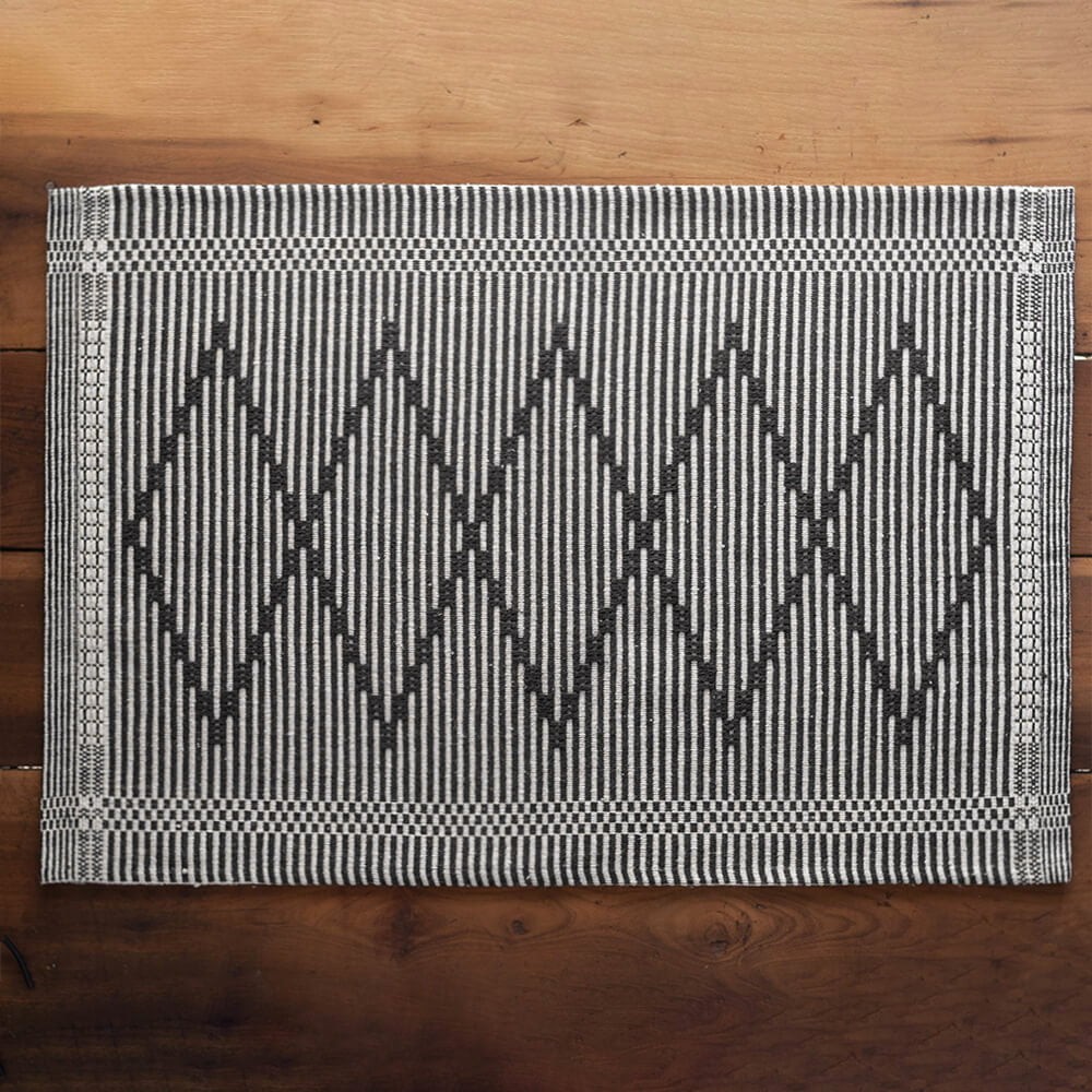 Jogo de Tapete 3 Peças Algodão Zurick Preto