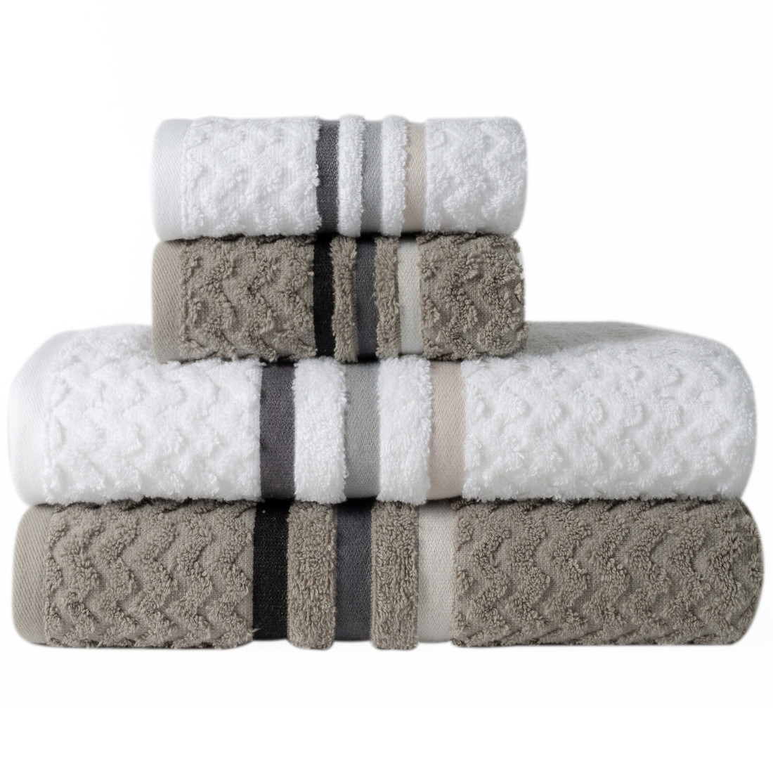 Jogo de Toalha 4 Peças Trento - Branco e Cinza Jogo com Banho Jogo de Toalha 4 Peças Trento - Branco e Cinza Jogo com Banho