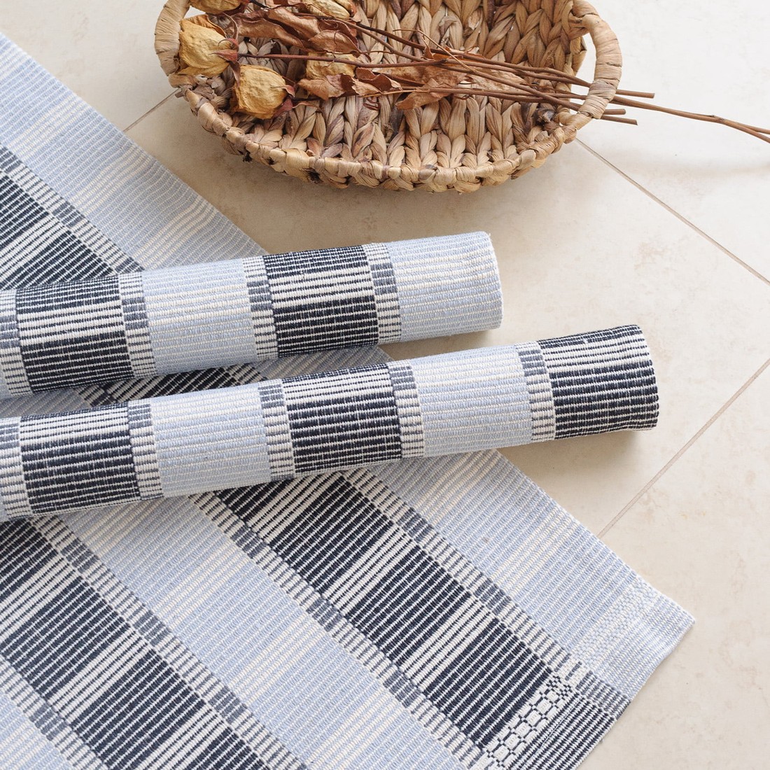 Jogo de Tapete 3 Peças Algodão Zurick Bico Cinza