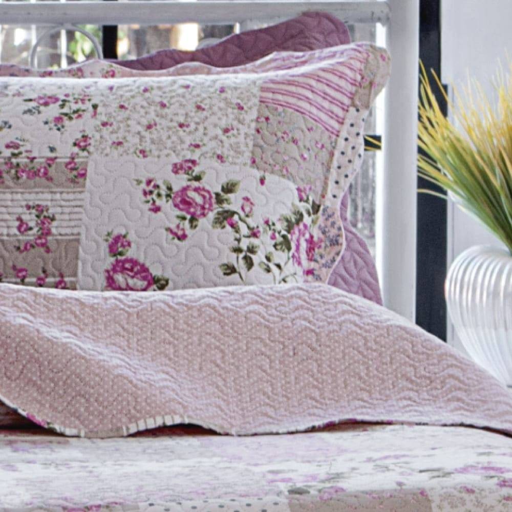 Kit  Cobre leito Queen Bouti Microfibra Ultrasonic Estampada 2,40 x 2,60 m + 2 Porta-travesseiros - Ester