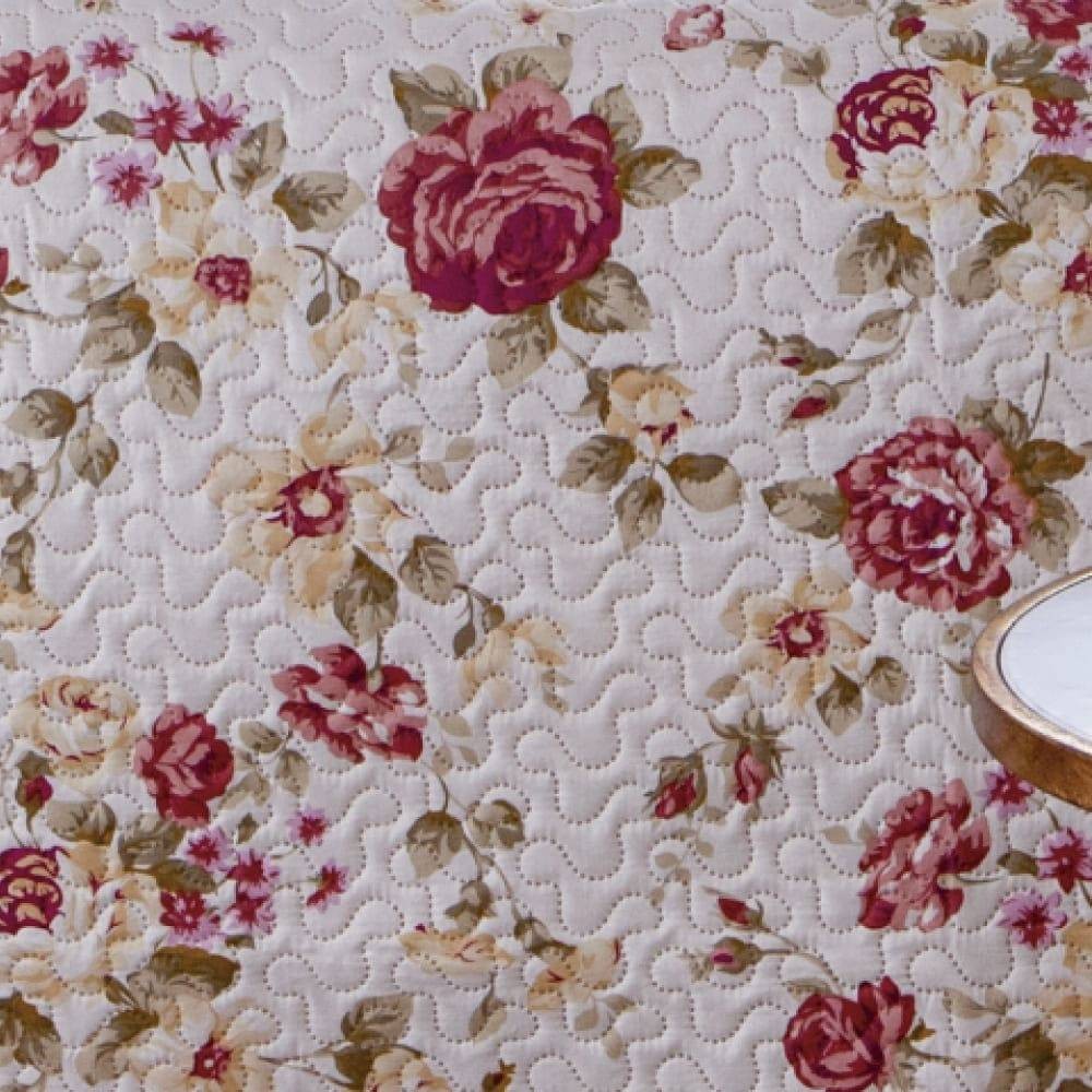 Kit  Cobre-leito Casal Bouti Microfibra Ultrasonic Estampada 2,20 x 2,40 m + 2 Porta-travesseiros - Margaret