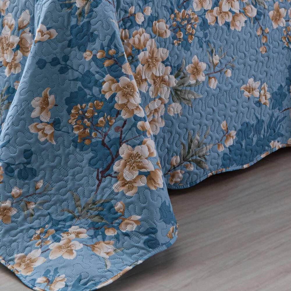 Kit  Cobre-leito Casal Bouti Microfibra Ultrasonic Estampada 2,20 x 2,40 m + 2 Porta-travesseiros - Gertrude