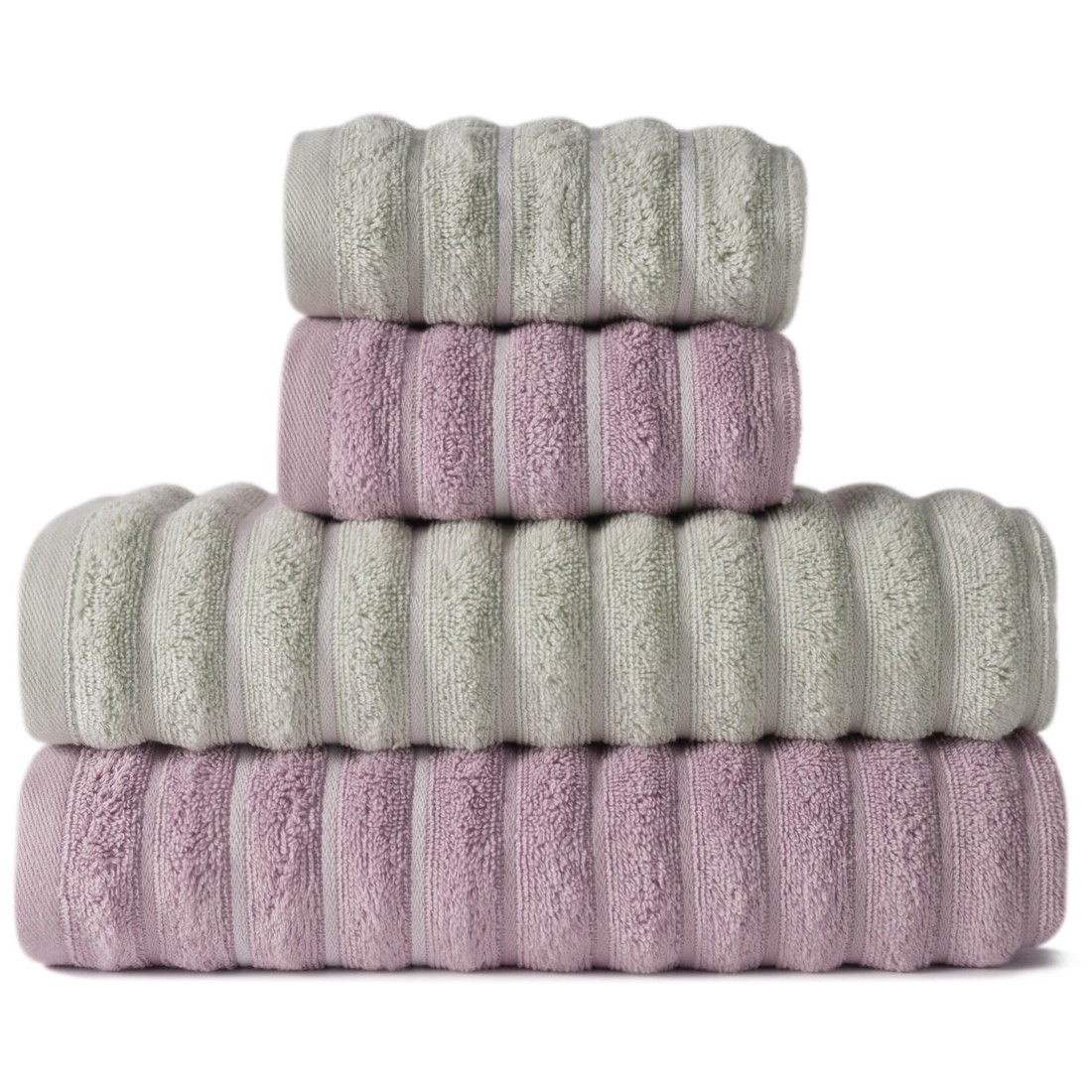 Jogo de Toalha 4 Peças Wave - Verde e Azaleia Jogo Banhão Jogo de Toalha 4 Peças Wave - Verde e Azaleia Jogo Banhão