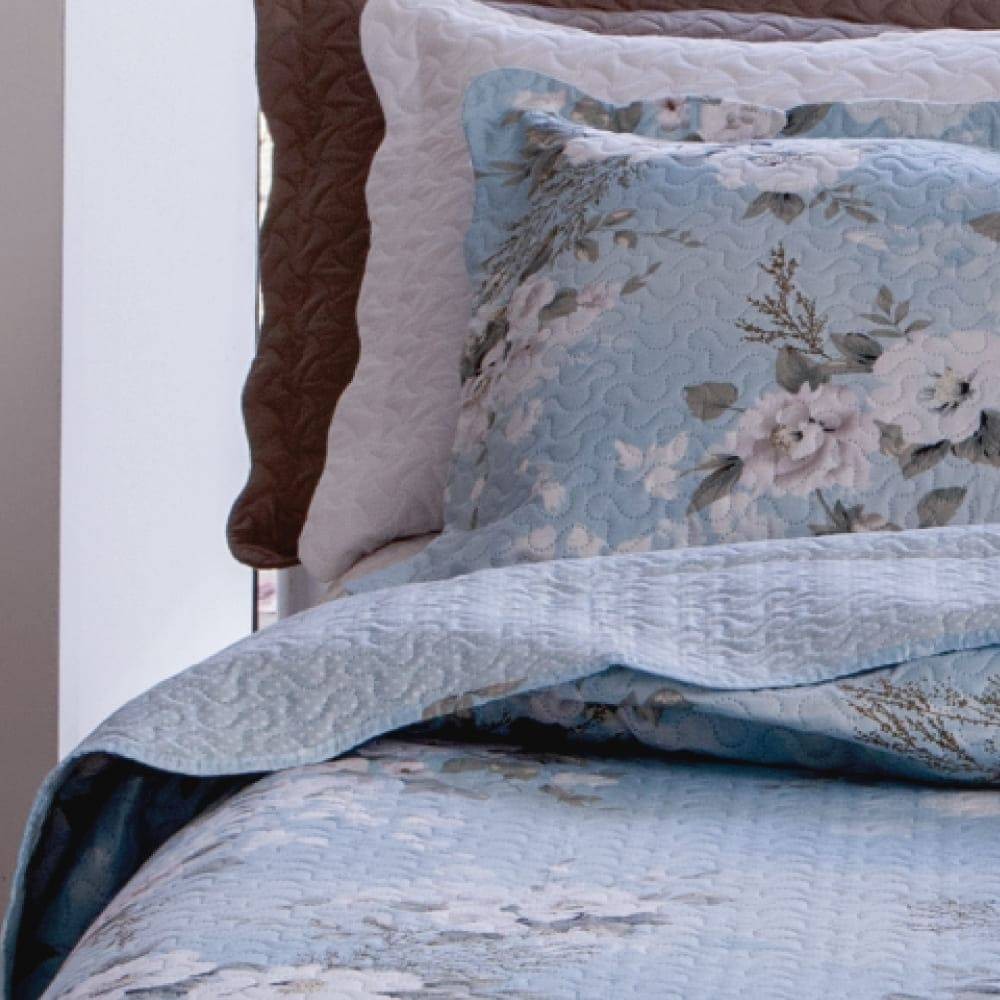 Kit  Cobre-leito King Bouti Microfibra Ultrasonic Estampada 2,60 x 2,80 m + 2 Porta-travesseiros - Isabel