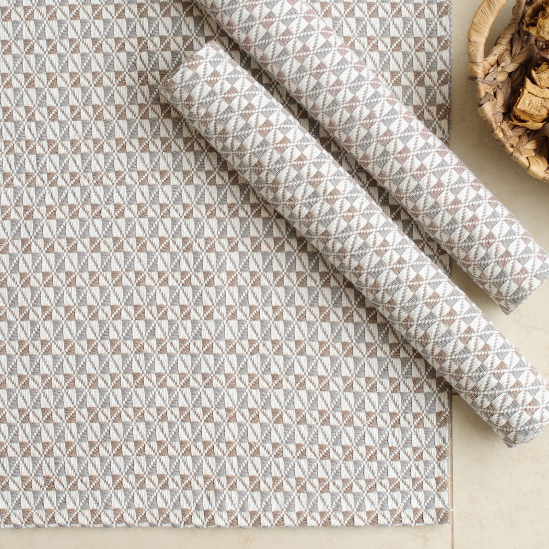 Kit de Cozinha 3 Peças Algodão Marrocos Bege e Areia Kit de Cozinha 3 Peças Algodão Marrocos Bege e Areia