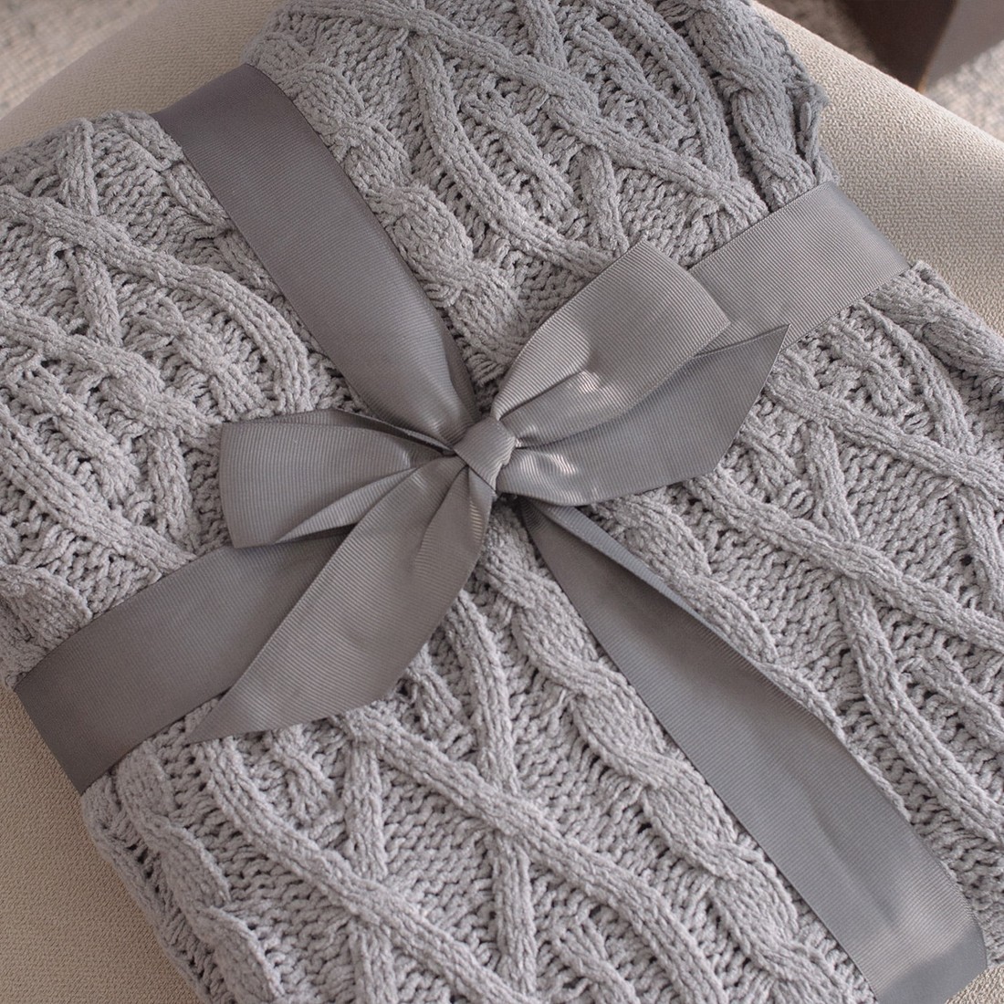 Manta Decorativa Tricot 127x152cm Loren Cinza