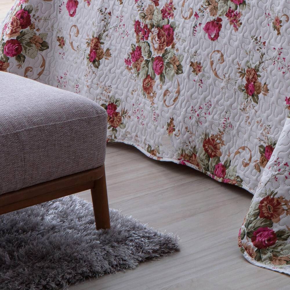 Kit  Cobre leito Casal Bouti Microfibra Ultrasonic Estampada 2,20 x 2,40 m + 2 Porta-travesseiros - Nadia