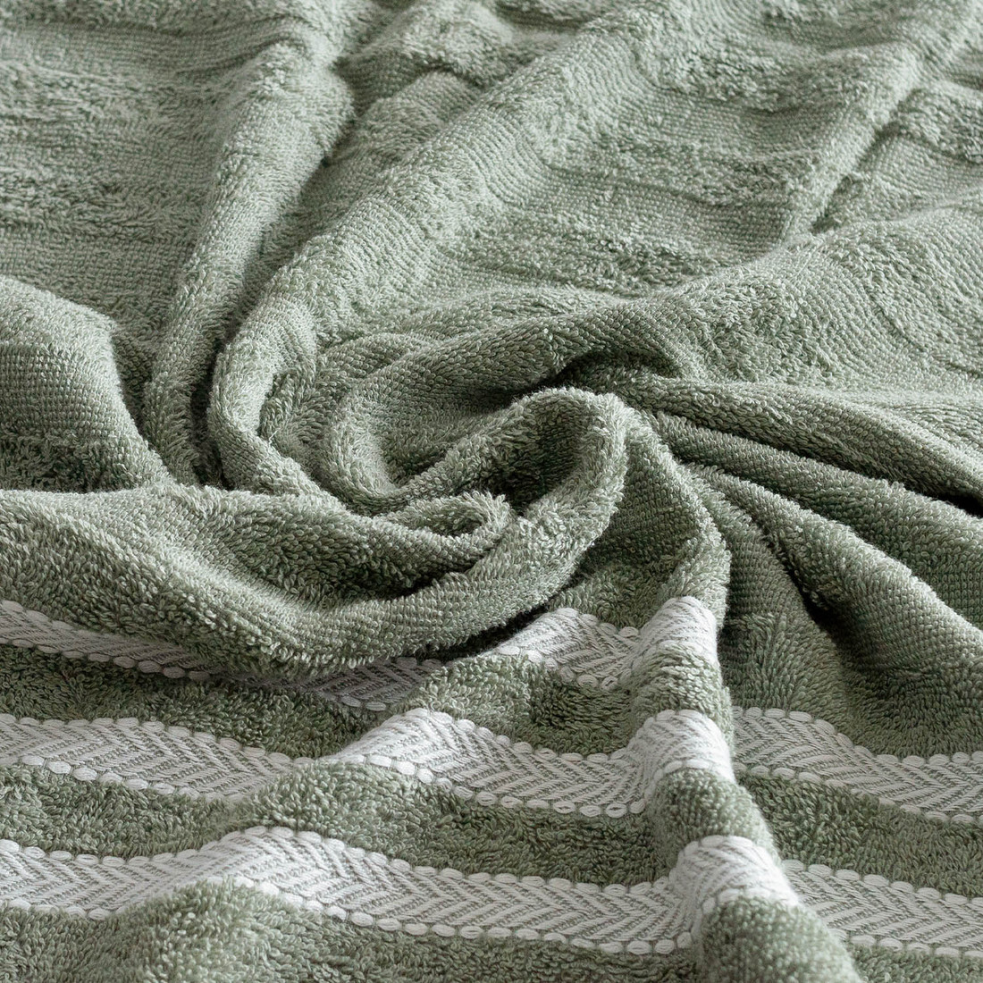 Jogo de Toalha Banho 4 Peças Lumi - Verde e Branco Jogo com Banhão