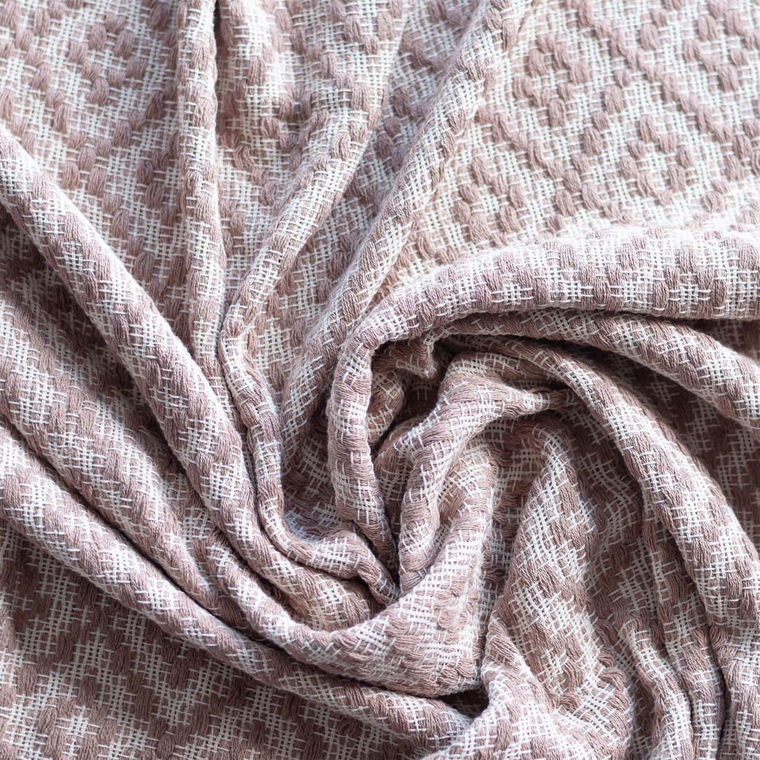 Manta De Sofá Artesanal Florença 1,20m x 1,80m Pó de Arroz