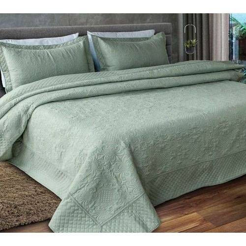 Kit 1 Colcha Casal Provence Microfibra Matelacê Ultrasonic + 2 Porta-Travesseiros 2,20 x 2,40 m - Cana