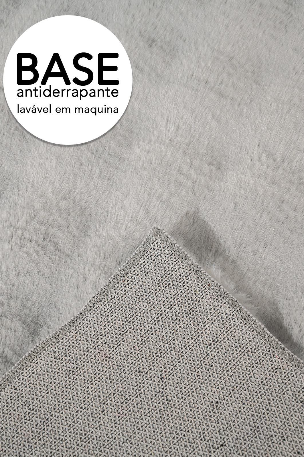 Tapete Pele de Coelho Livy Prata 100x150 Tapete Pele de Coelho Livy Prata 100x150