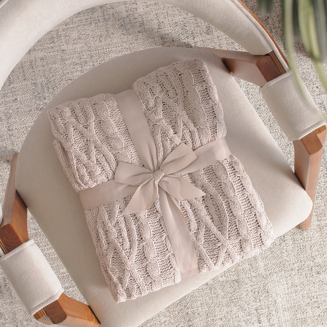 Manta Decorativa Tricot 127x152cm Loren Bege