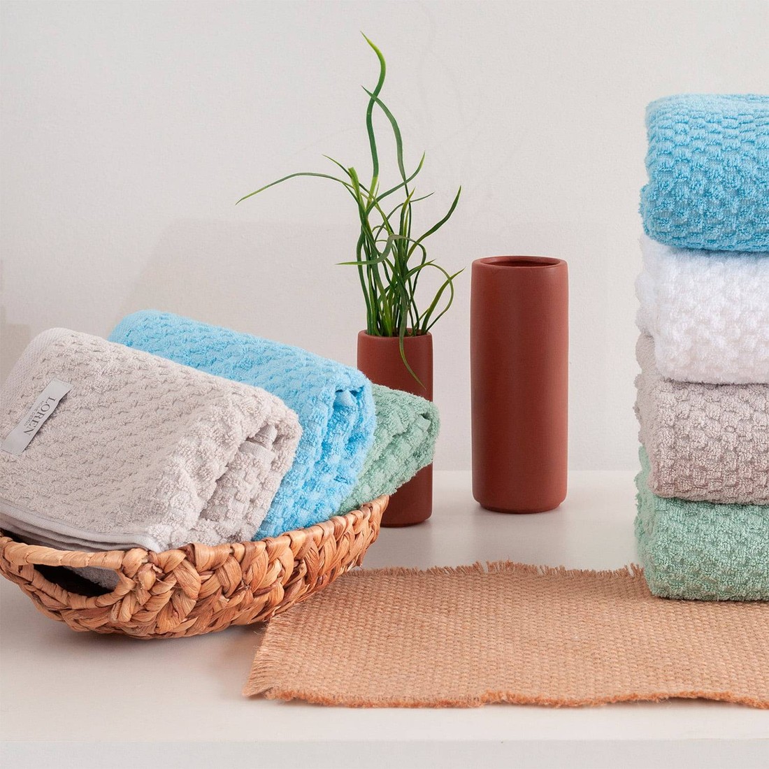 Jogo Toalhas de Banho 5 Peças Carré 100% algodão  Loren Jogo Toalhas de Banho 5 Peças Carré 100% algodão  Loren