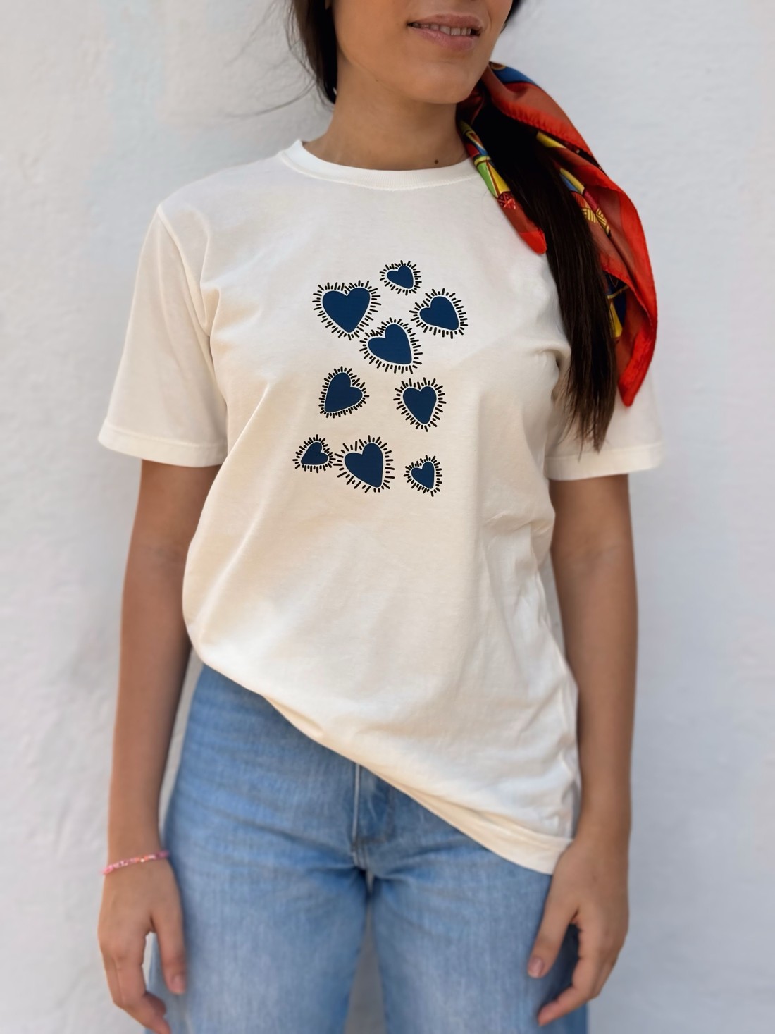 T-shirt corações azul