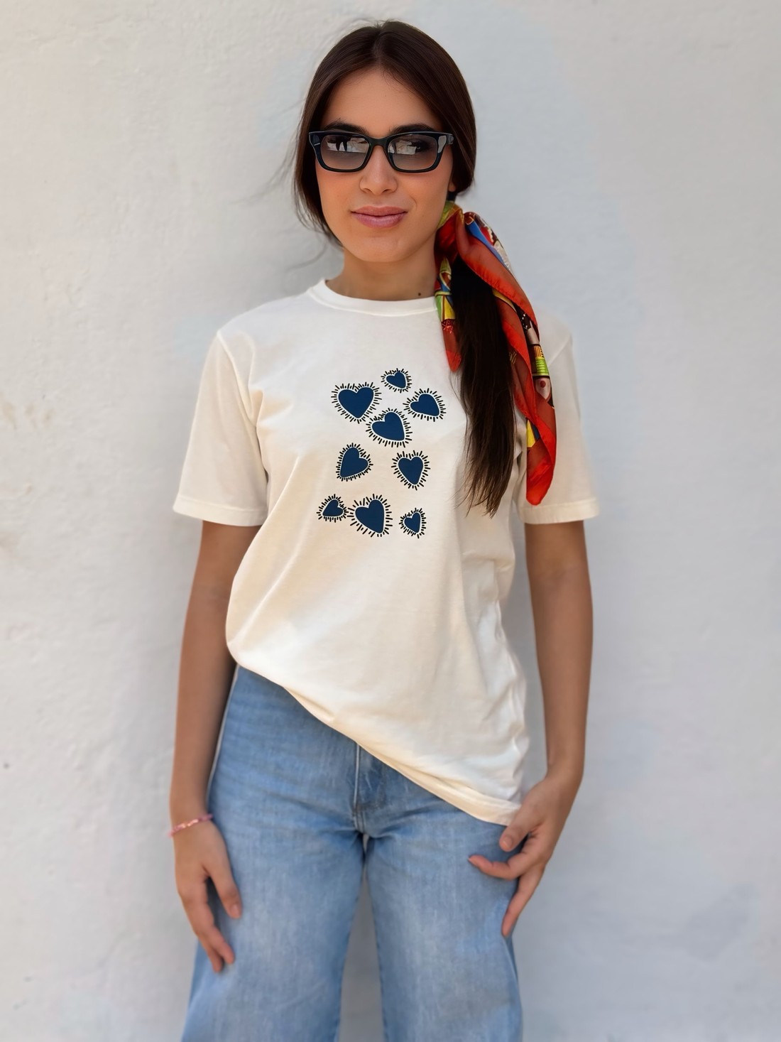 T-shirt corações azul