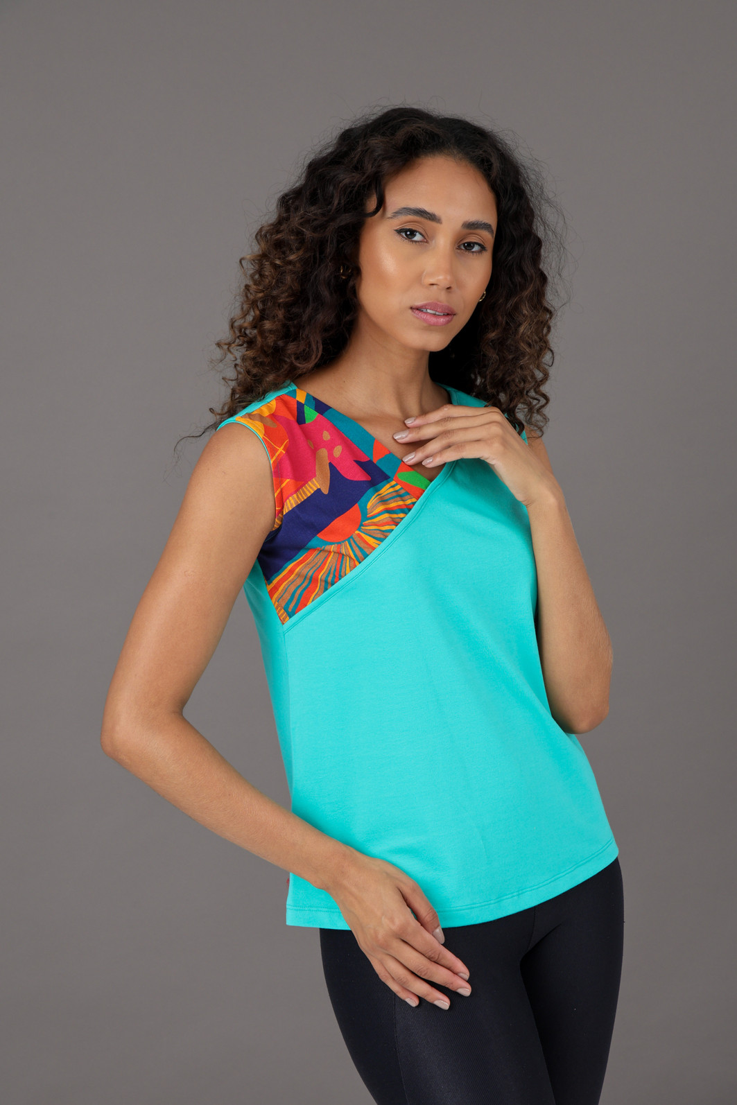 Blusa Feminina Transpassado Estampado Verde Blusa Feminina Transpassado Estampado Verde