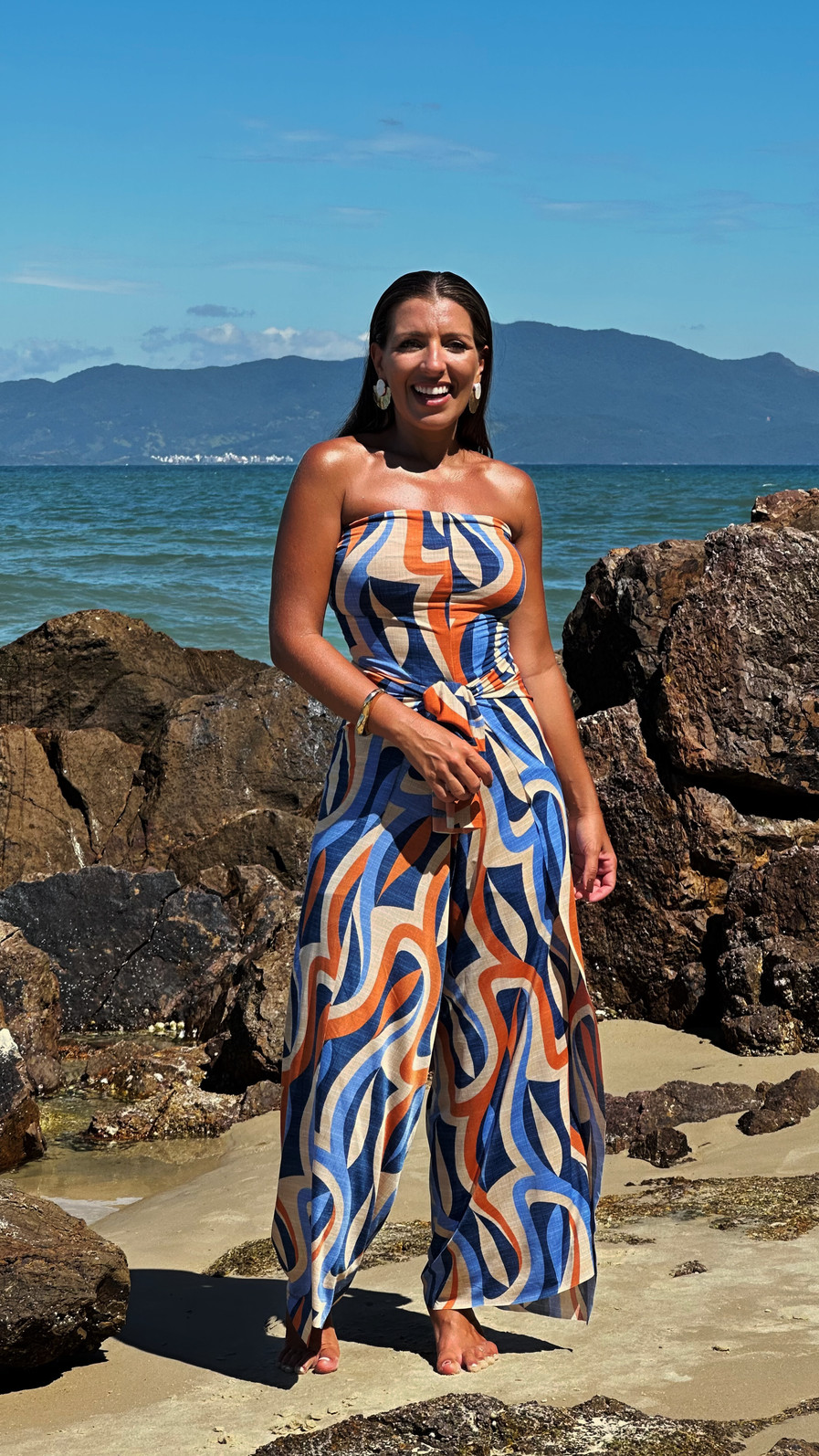 Calça macacão areia e mar Calça macacão areia e mar