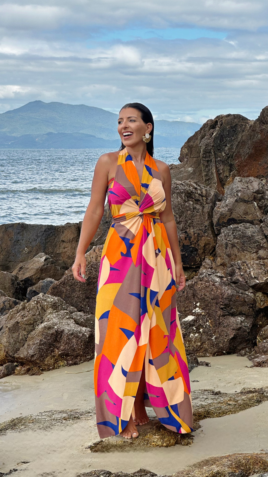 Saída 1001 formas longa tropicalia rosa Saída 1001 formas longa tropicalia rosa