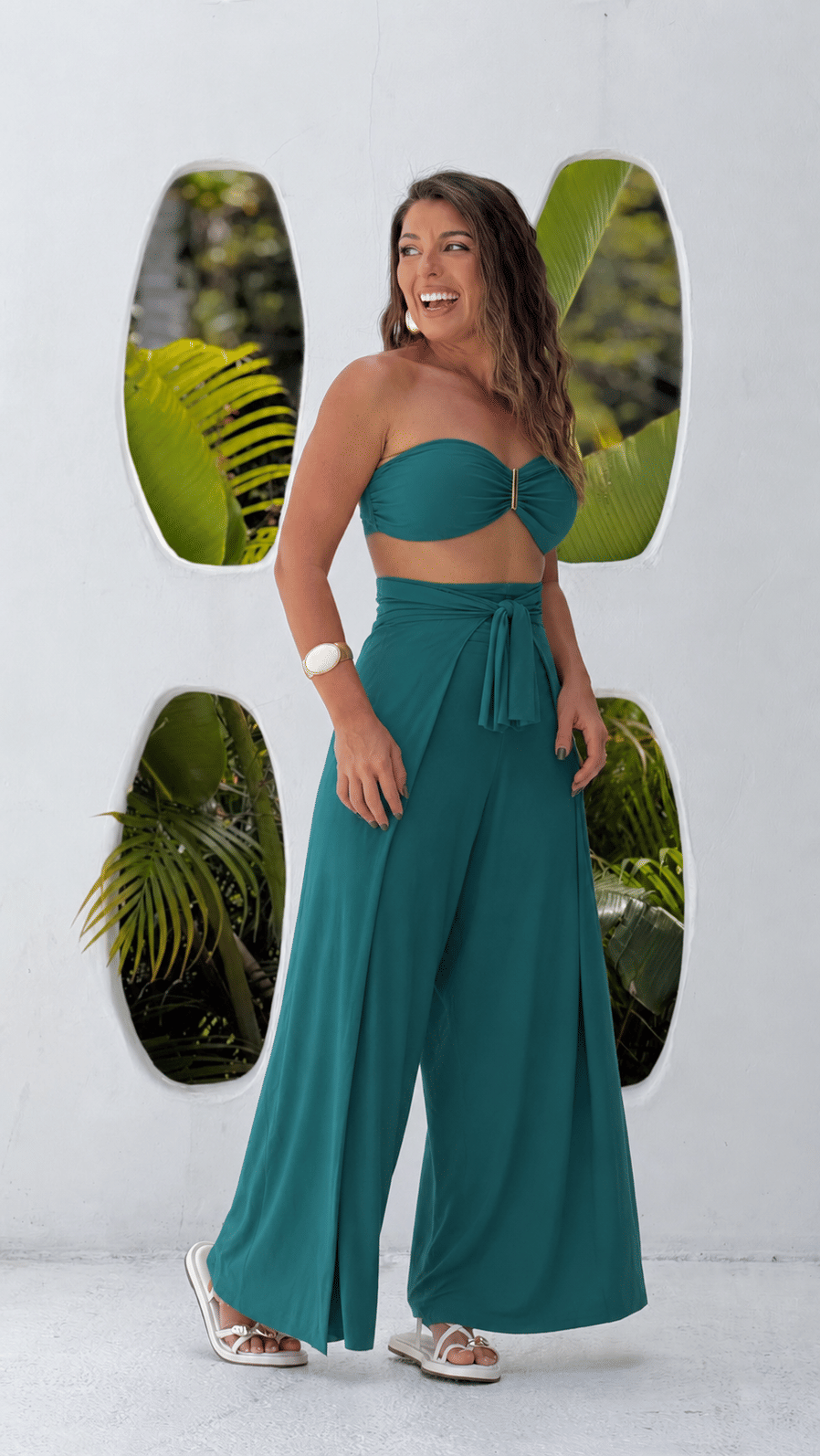 Conjunto calça macacão & top verde petróleo Conjunto calça macacão & top verde petróleo