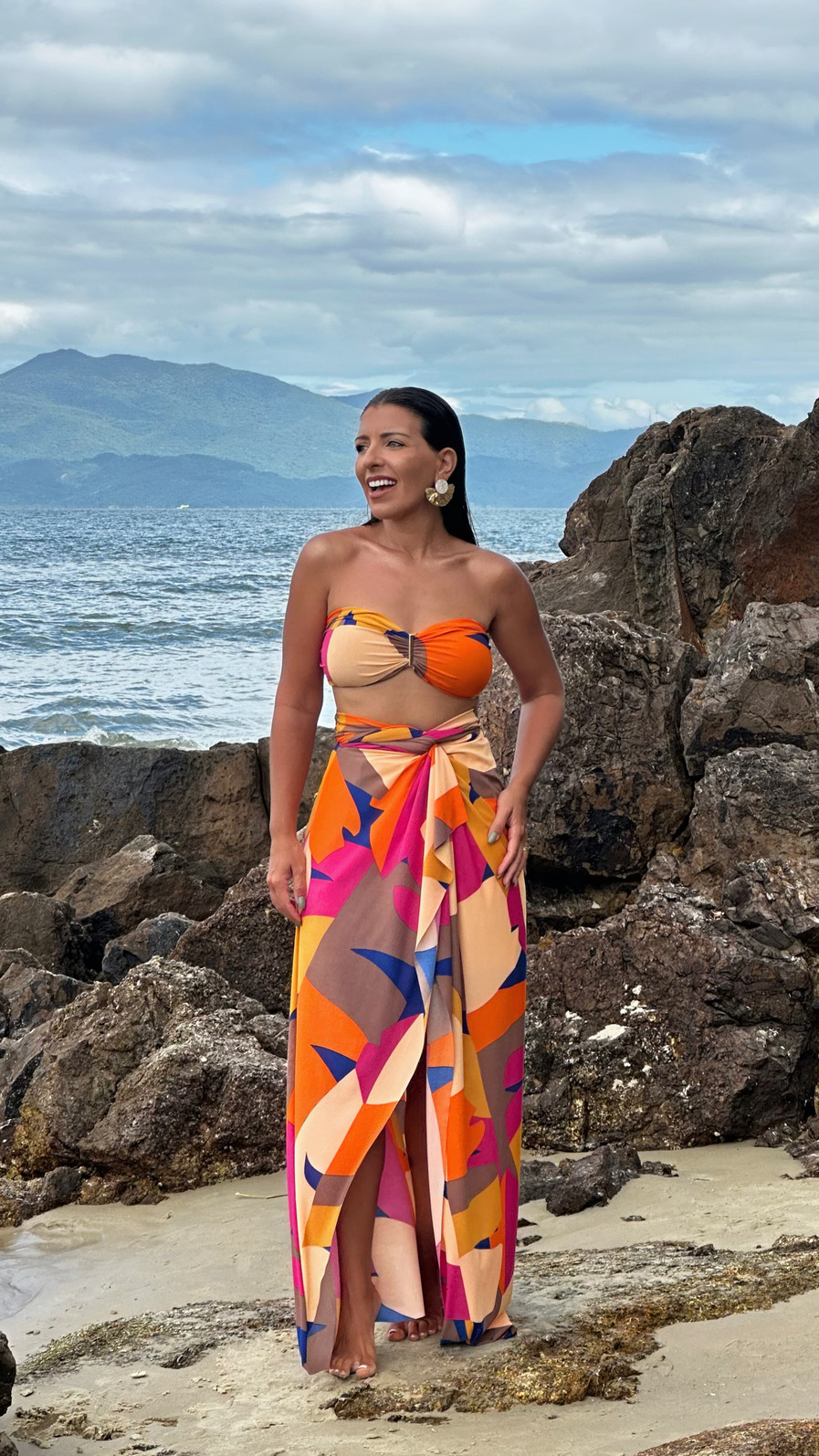 conjunto saída 1001 formas longa tropicalia rosa