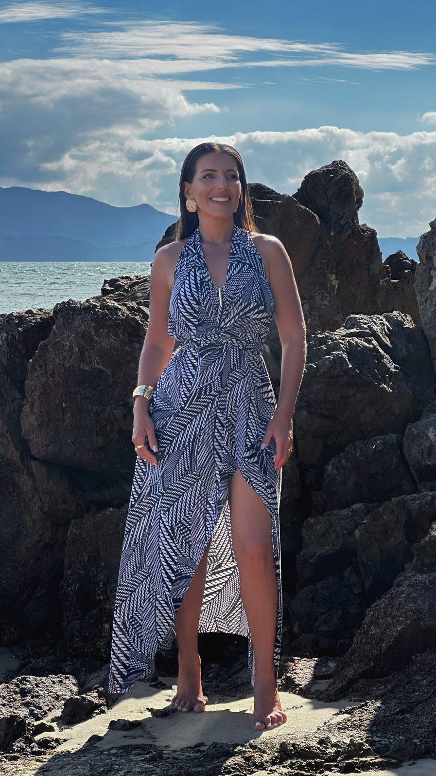 Saída 1001 formas longa cordas preta