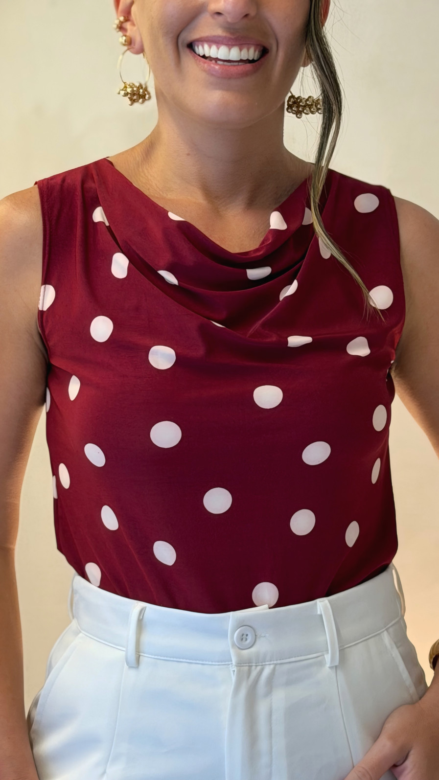 Blusa Gola Boba poá bordô
