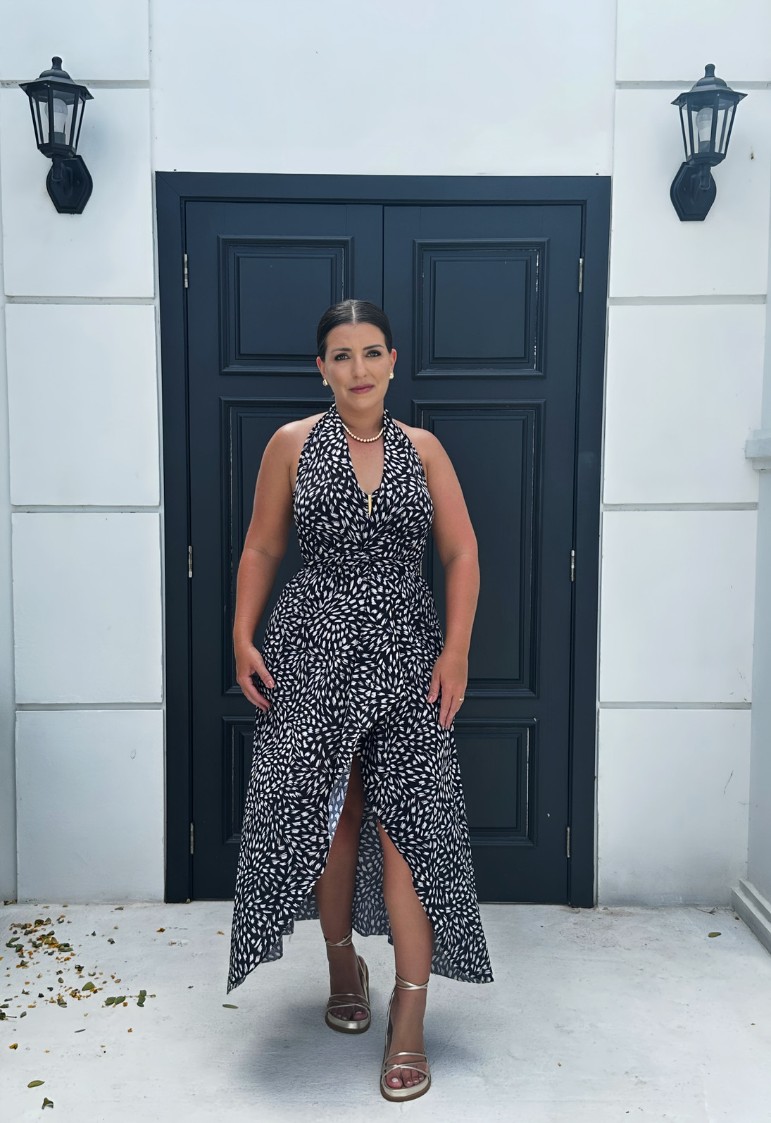 Conjunto saída 1001 formas longo & top Chuvisco preto Conjunto saída 1001 formas longo & top Chuvisco preto