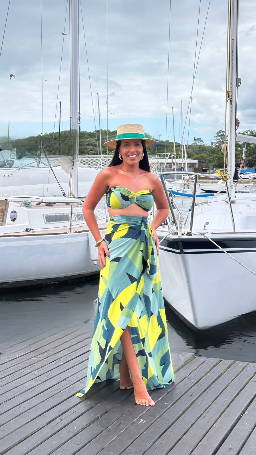 conjunto saída 1001 formas longa tropicália  verde