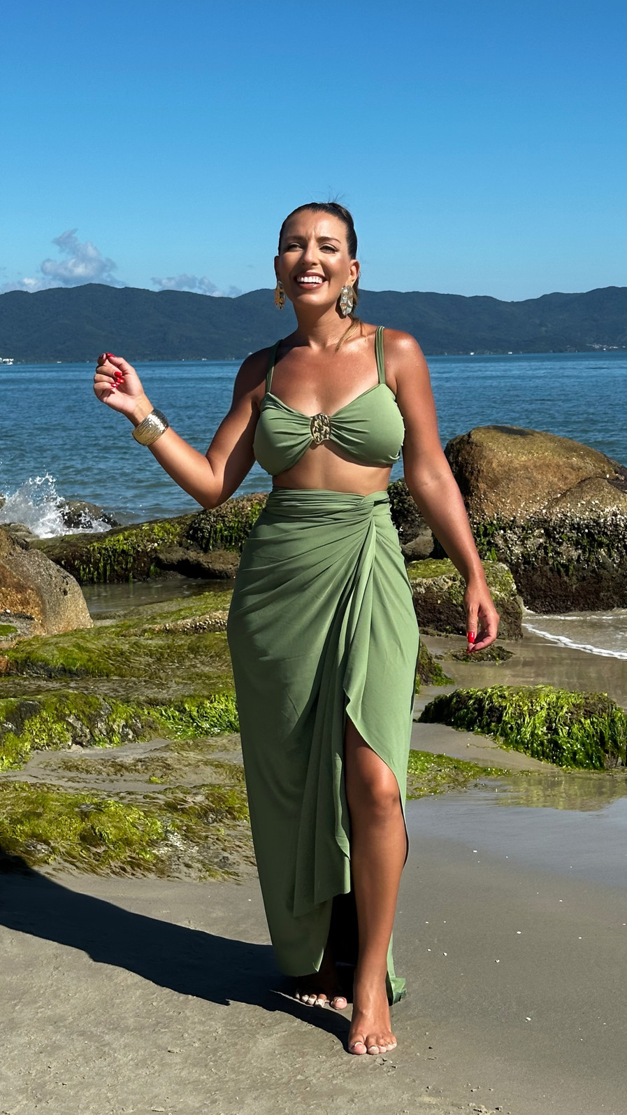 KIT saída 1001 formas longa verde oliva