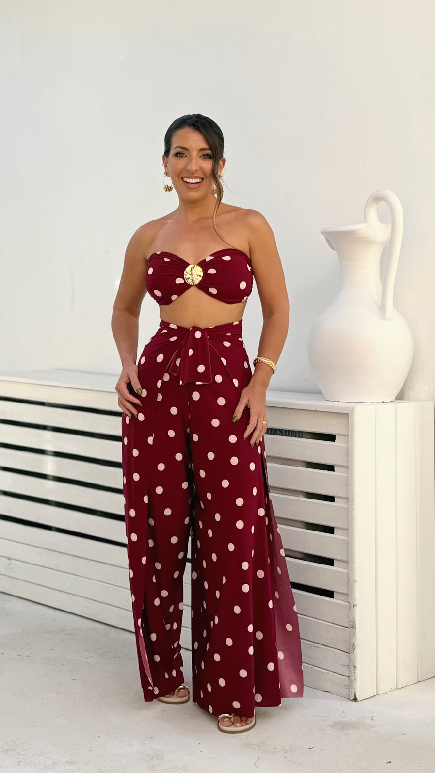 Conjunto Calça Macacão Poá Bordo Conjunto Calça Macacão Poá Bordo